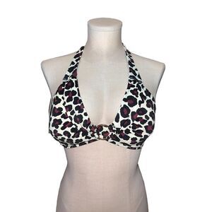 MICHAEL Michael Kors Animal Print Ring Halter Bikini Swim Top Extra Small NWT